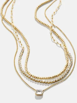 Kenna Layered Necklace - Gold/Pavé
