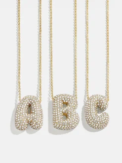 Kids’ Bubble Initial Necklace - Gold/Pavé
