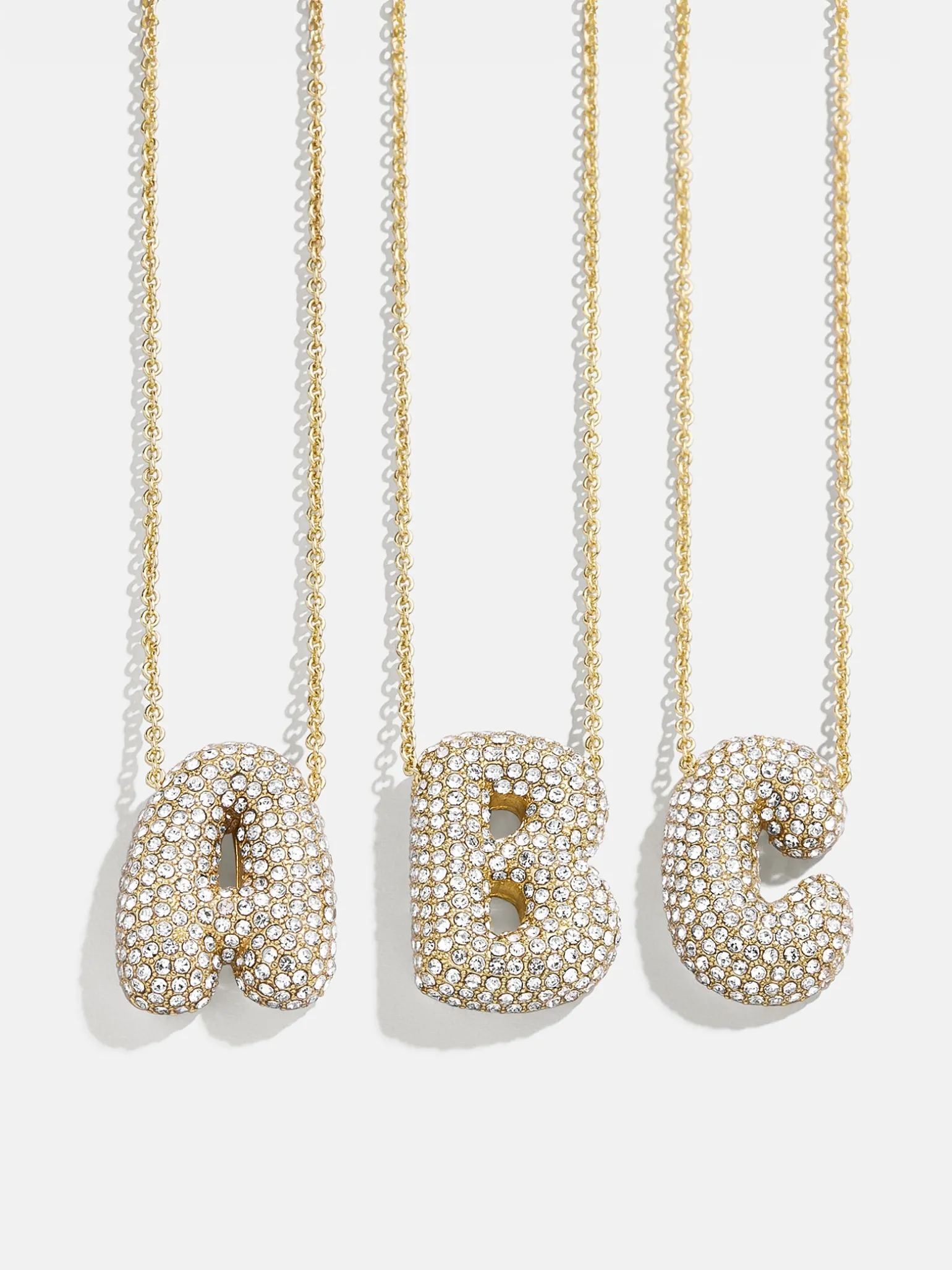 Kids’ Bubble Initial Necklace - Gold/Pavé