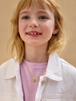 Kids’ Bubble Initial Necklace - Gold/Pavé
