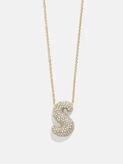 Kids’ Bubble Initial Necklace - Gold/Pavé