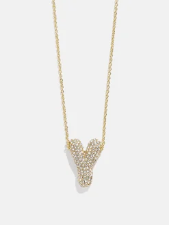 Kids’ Bubble Initial Necklace - Gold/Pavé
