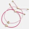 Kids' Cord Initial Bracelet Set - Pink