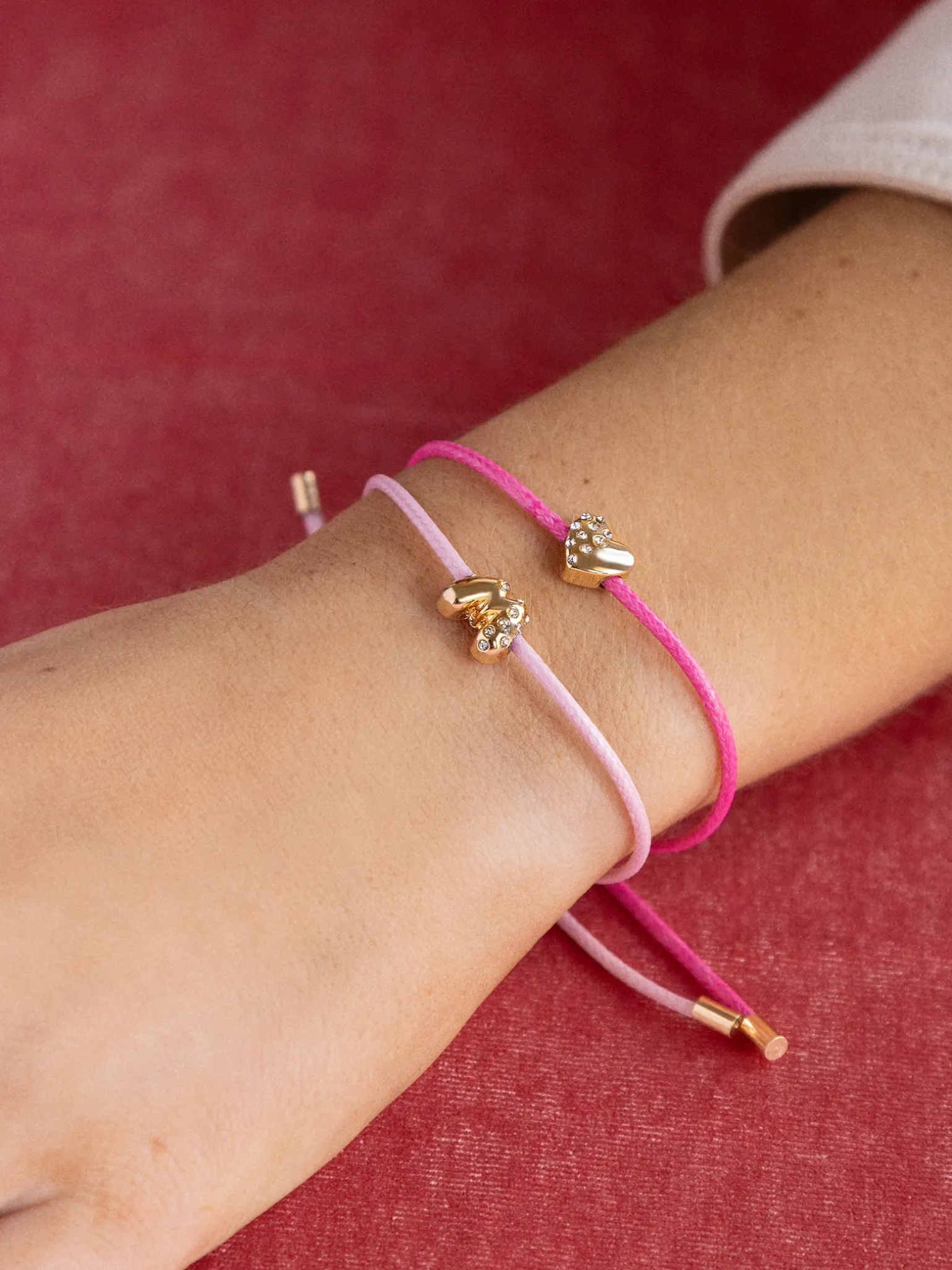 Kids' Cord Initial Bracelet Set - Pink