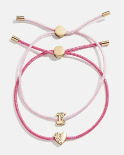 Kids' Cord Initial Bracelet Set - Pink