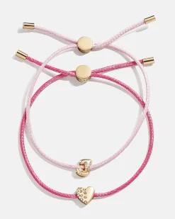 Kids' Cord Initial Bracelet Set - Pink
