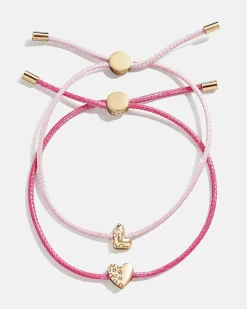 Kids' Cord Initial Bracelet Set - Pink