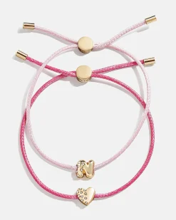 Kids' Cord Initial Bracelet Set - Pink