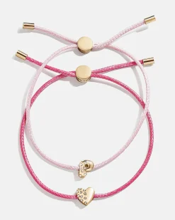 Kids' Cord Initial Bracelet Set - Pink