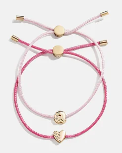Kids' Cord Initial Bracelet Set - Pink