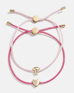Kids' Cord Initial Bracelet Set - Pink