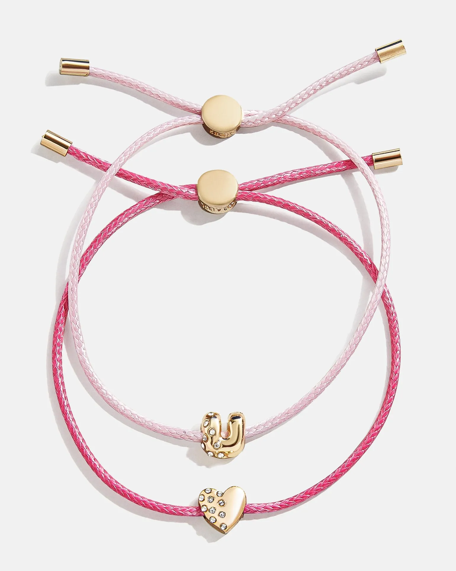 Kids' Cord Initial Bracelet Set - Pink