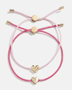 Kids' Cord Initial Bracelet Set - Pink