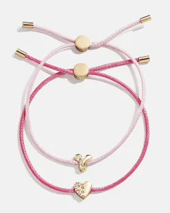 Kids' Cord Initial Bracelet Set - Pink