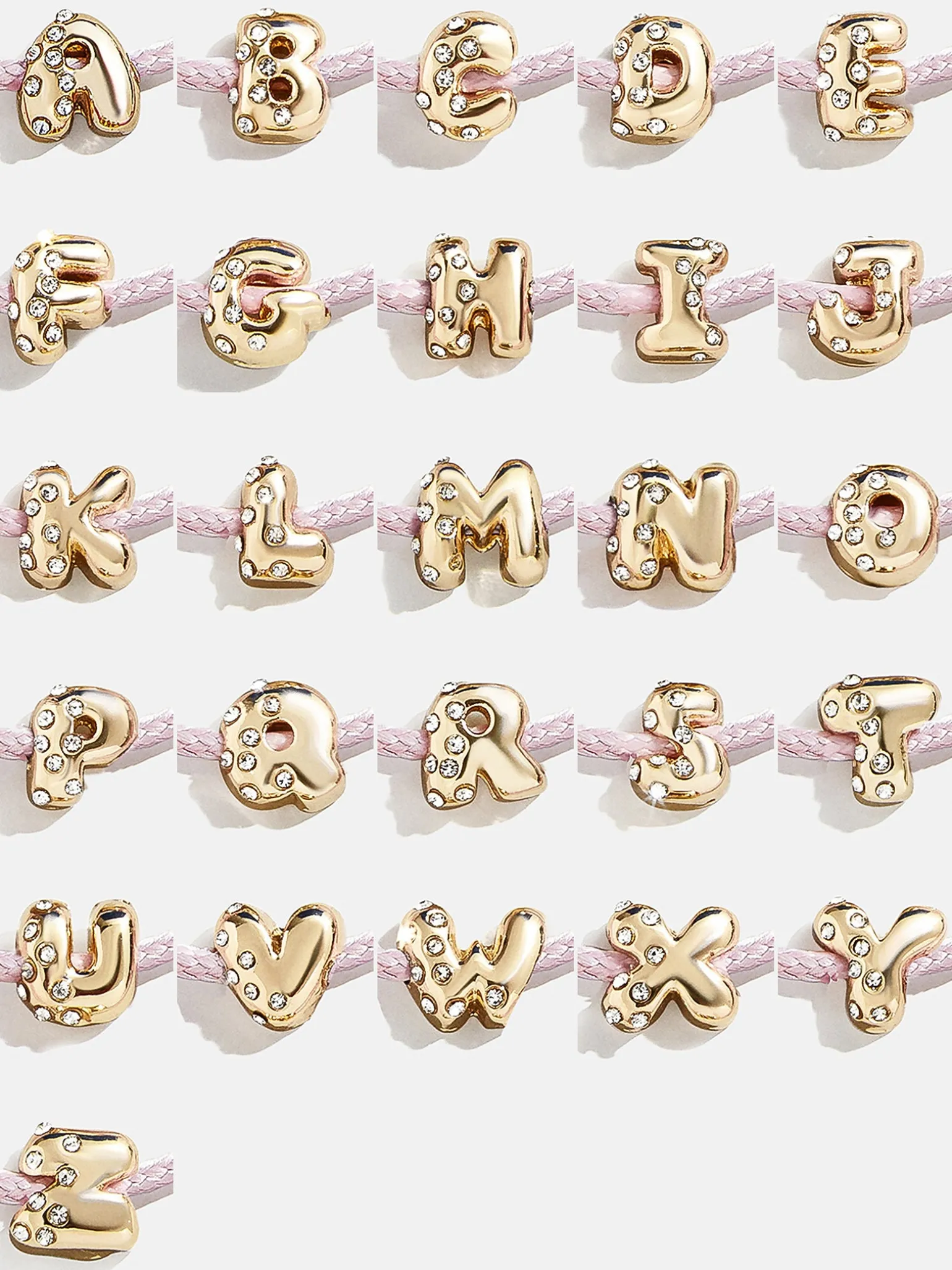 Kids' Cord Initial Bracelet Set - Pink
