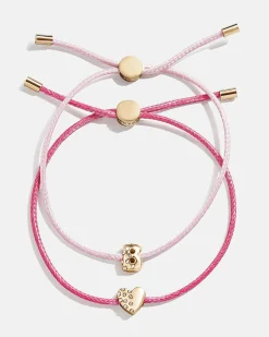 Kids' Cord Initial Bracelet Set - Pink