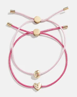 Kids' Cord Initial Bracelet Set - Pink
