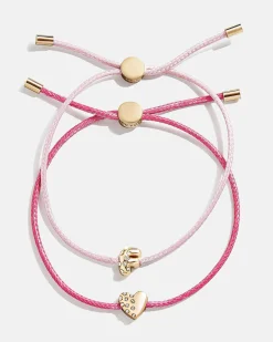 Kids' Cord Initial Bracelet Set - Pink