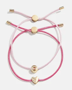 Kids' Cord Initial Bracelet Set - Pink