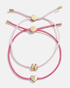 Kids' Cord Initial Bracelet Set - Pink