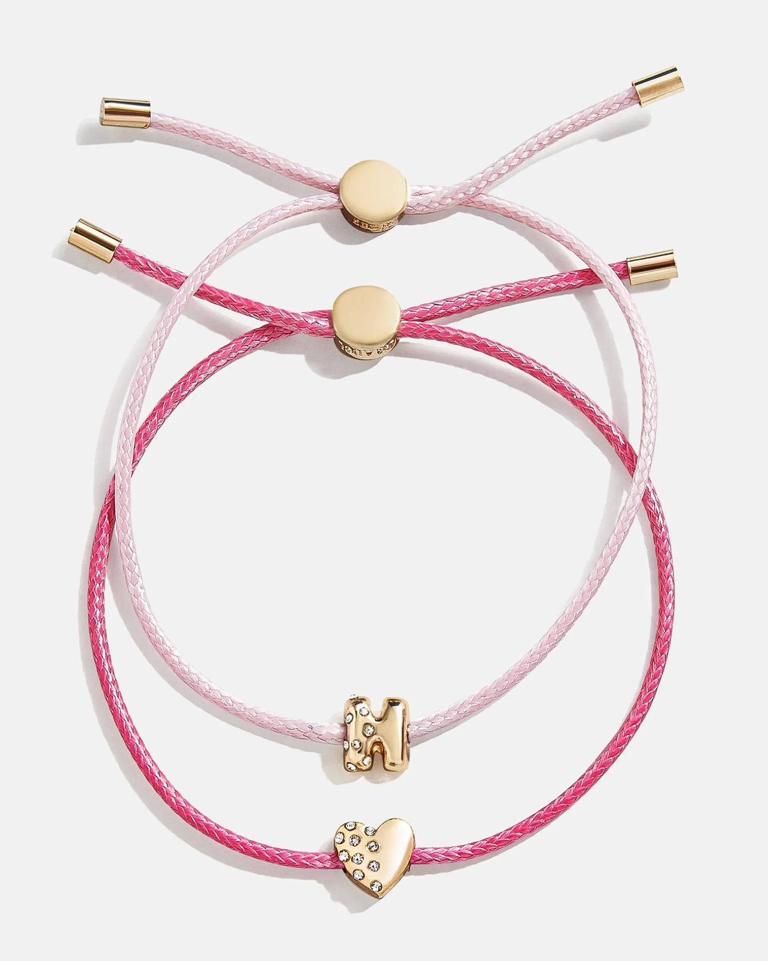 Kids' Cord Initial Bracelet Set - Pink