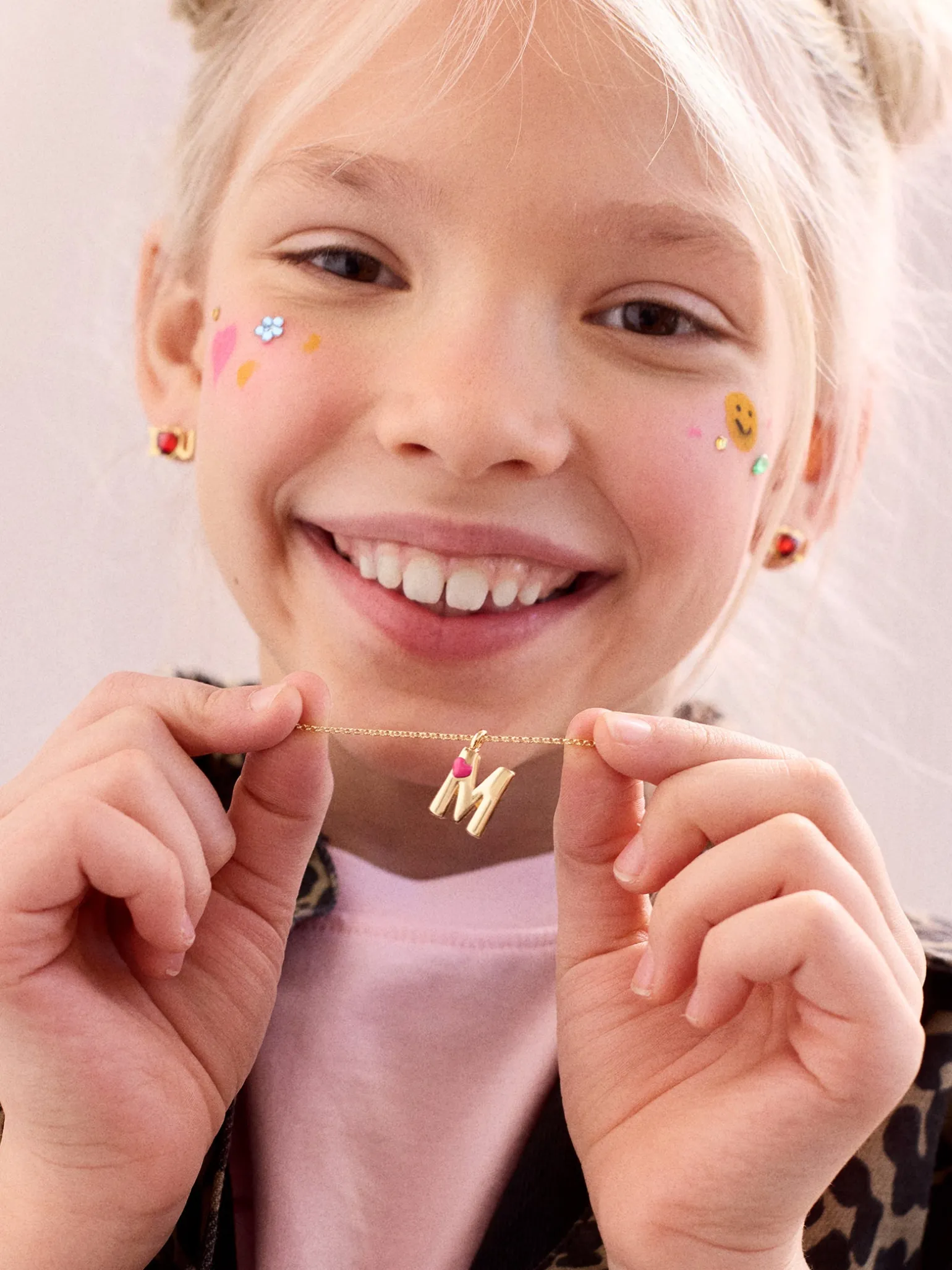 Kids' Heart Initial Necklace - Gold