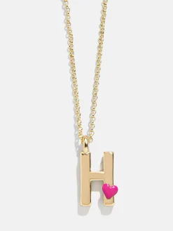Kids' Heart Initial Necklace - Gold
