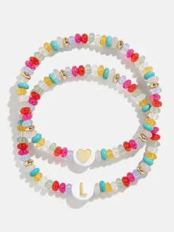Kids' Initial & Heart Bracelet Set - Multi