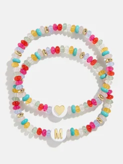 Kids' Initial & Heart Bracelet Set - Multi