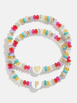 Kids' Initial & Heart Bracelet Set - Multi