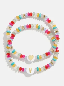 Kids' Initial & Heart Bracelet Set - Multi