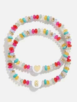 Kids' Initial & Heart Bracelet Set - Multi