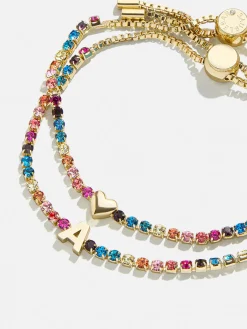Kids' Initial & Heart Tennis Bracelet Set - Multi/Gold