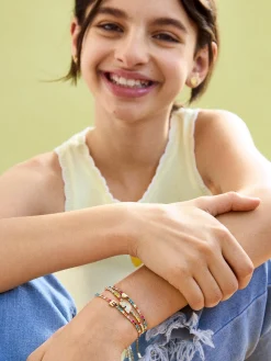 Kids' Initial & Heart Tennis Bracelet Set - Multi/Gold