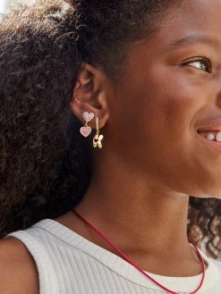 Kids' Initial Earrings - Gold/Pink