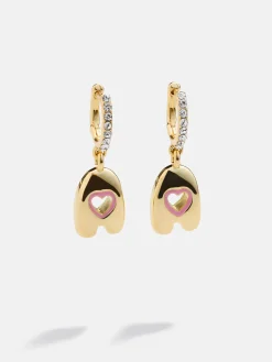 Kids' Initial Earrings - Gold/Pink