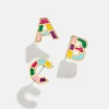 Kids' Rainbow Initial Earrings - Gold/Multi