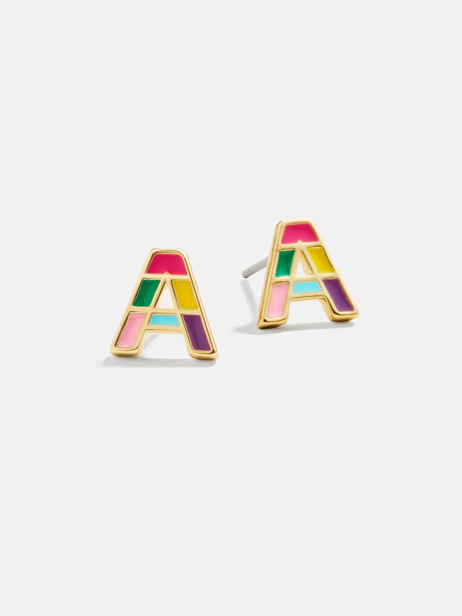 Kids' Rainbow Initial Earrings - Gold/Multi