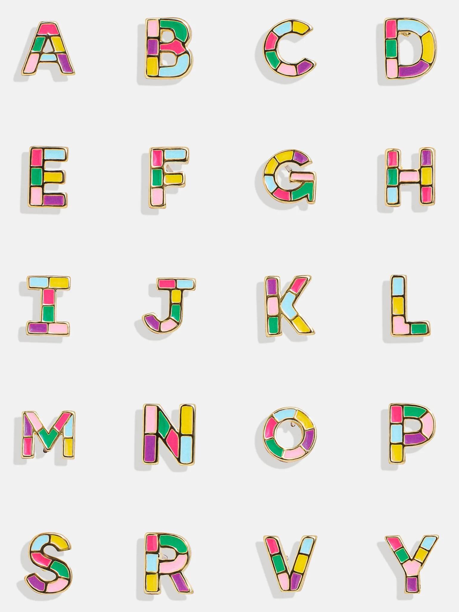 Kids' Rainbow Initial Earrings - Gold/Multi