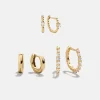 Lauren 18K Gold Vermeil Earring Set - Gold/Pavé