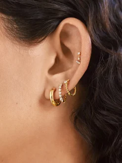 Lauren 18K Gold Vermeil Earring Set - Gold/Pavé