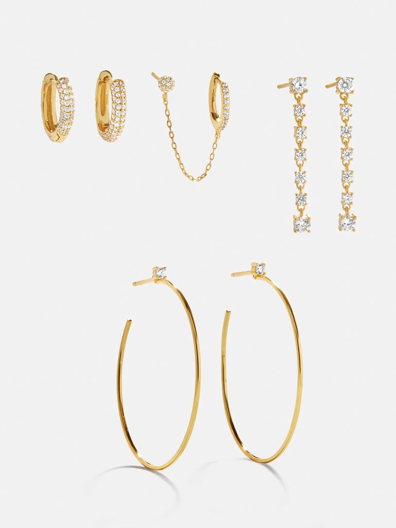 Leighton 18K Gold Vermeil Earring Set - Gold/Pavé