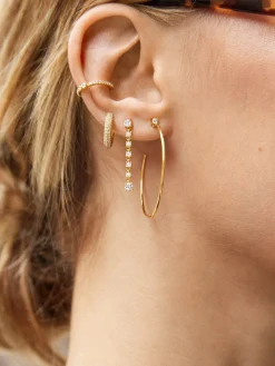 Leighton 18K Gold Vermeil Earring Set - Gold/Pavé