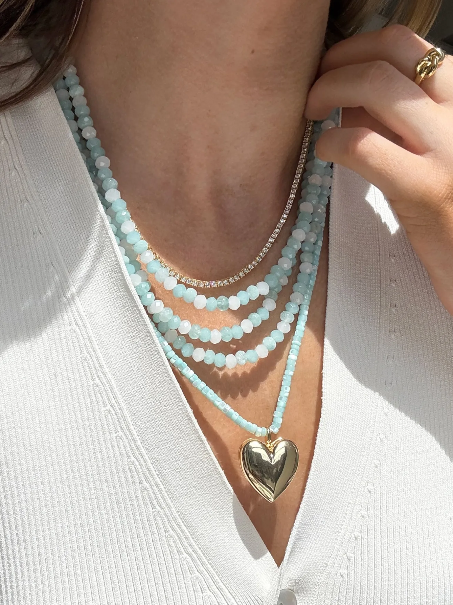 Lena Semi-Precious Layered Necklace - Turquoise
