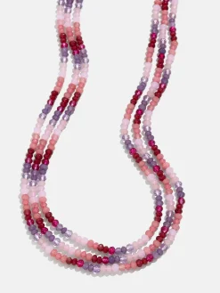 Lena Semi-Precious Layered Necklace - Pink