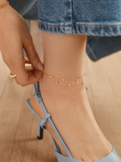 Leslie 18K Gold Vermeil Anklet - Gold/Pavé