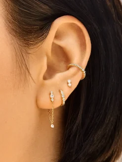 Lexi 18K Gold Vermeil Earring Set - Gold/Pavé