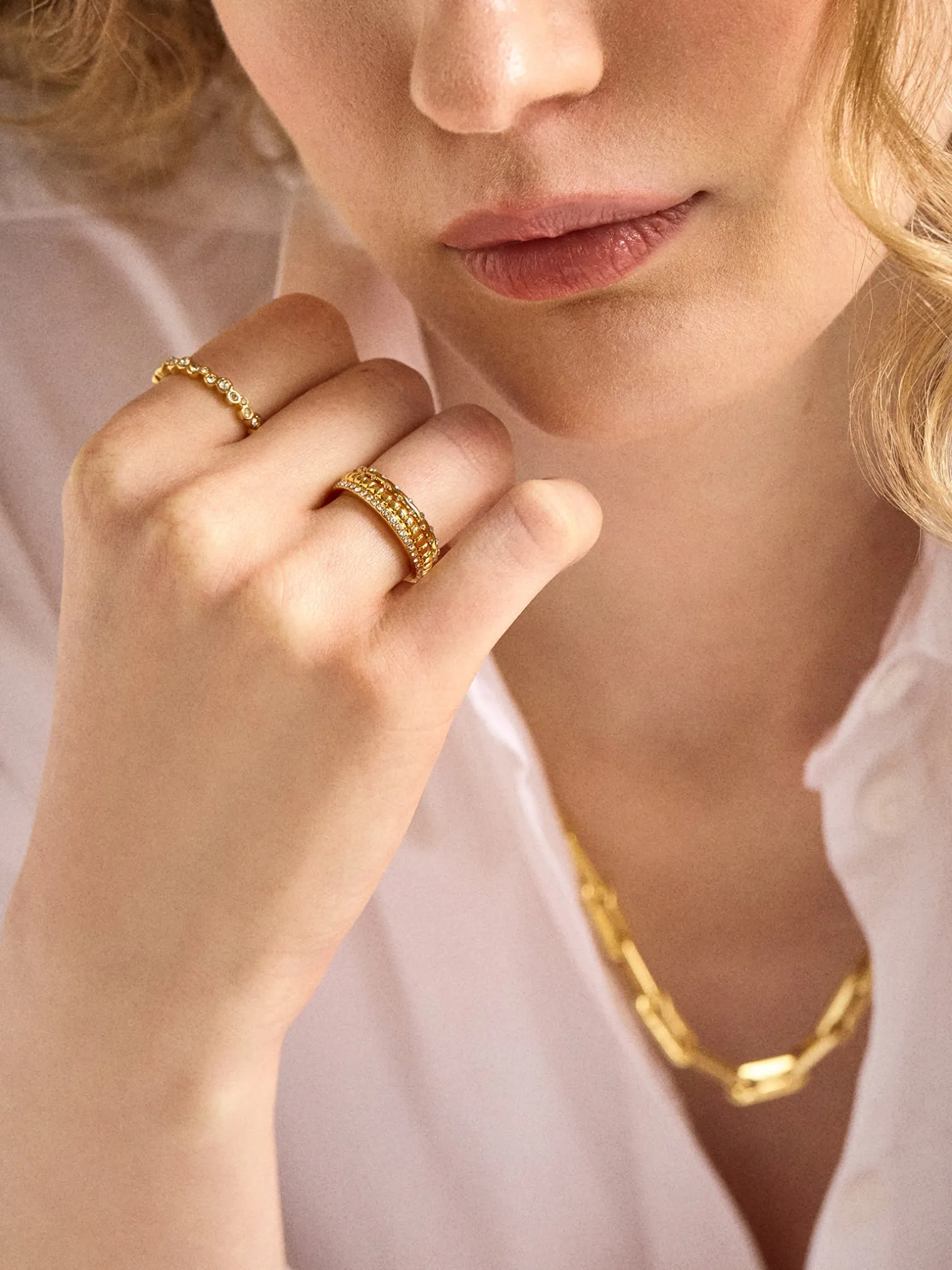 Lily Ring Set - Gold/Pavé