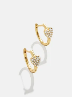 Little Hearts Big Feelings 18K Gold Vermeil Kids' Huggie Earrings - Gold/Pavé