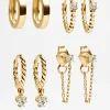 Luna 18K Gold Vermeil Earring Set - Gold/Pavé